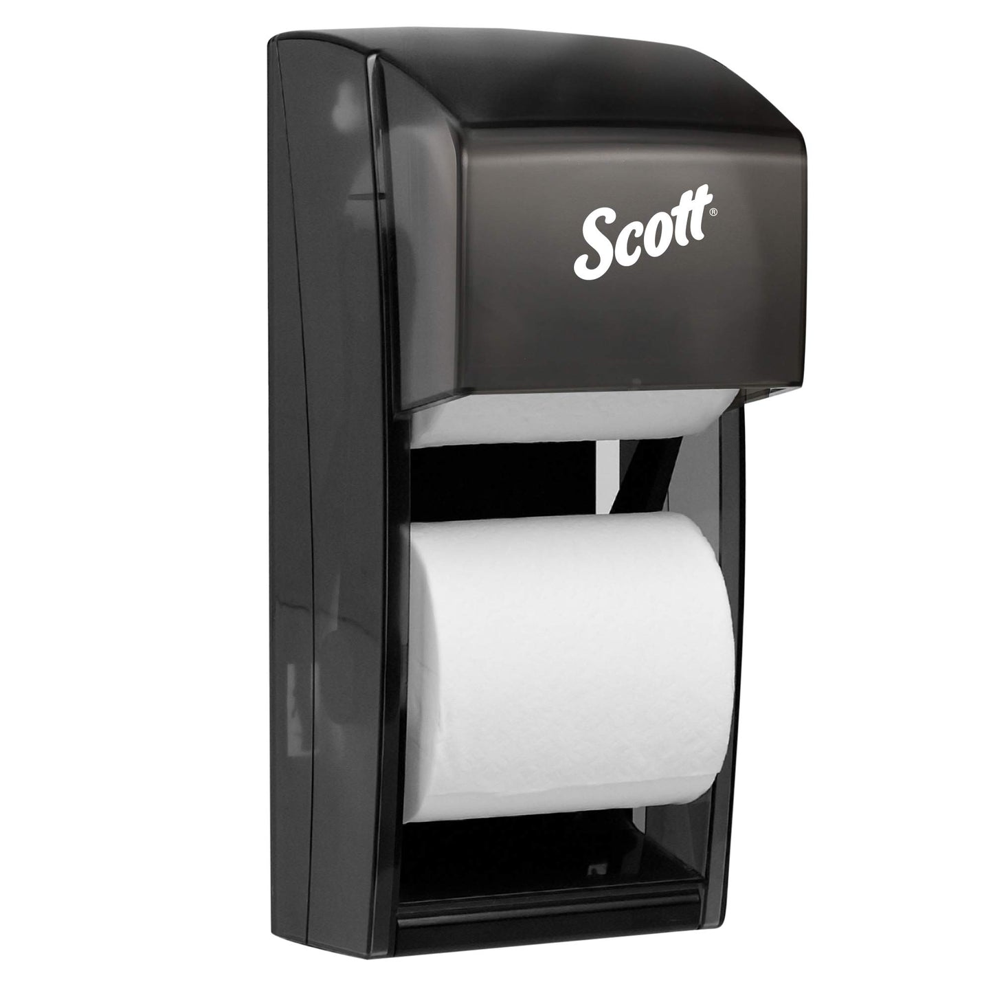 Scott Professional Vertical Standard Roll Toilet Paper Dispenser (09021), Dual Capacity, Black, 6.0"x13.6"x6.6" (Qty 1)