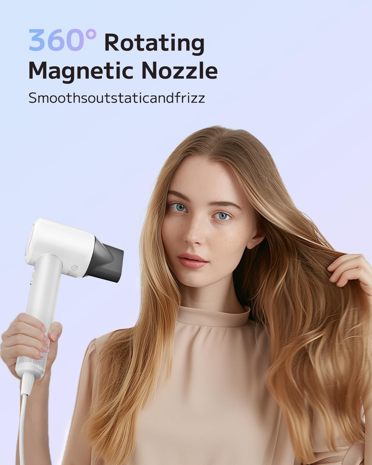 PLUZZ Hair Dryers for Women, High-Speed Blow Dryer for Fast Drying 110,000RPM Brushless Motor, Small Portable Professional Ionic Hair Dryers with Low Noise for Home or Traveling, Classic White, 1600W