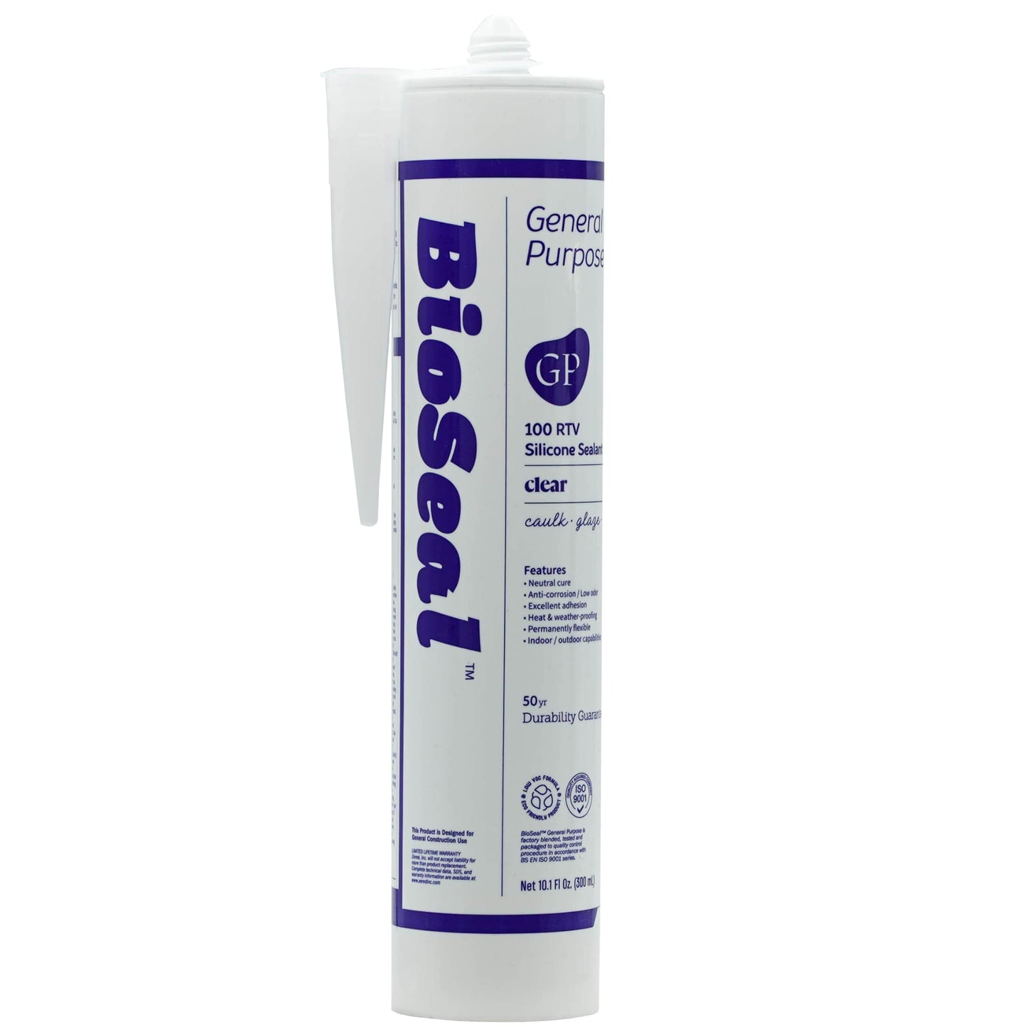 Clear BioSeal Waterproof Caulk & Sealant 100% RTV Silicone Sealant, 10oz Cartridge, Low Odor & Won't Yellow Silicone Clear, (Pack of 10)