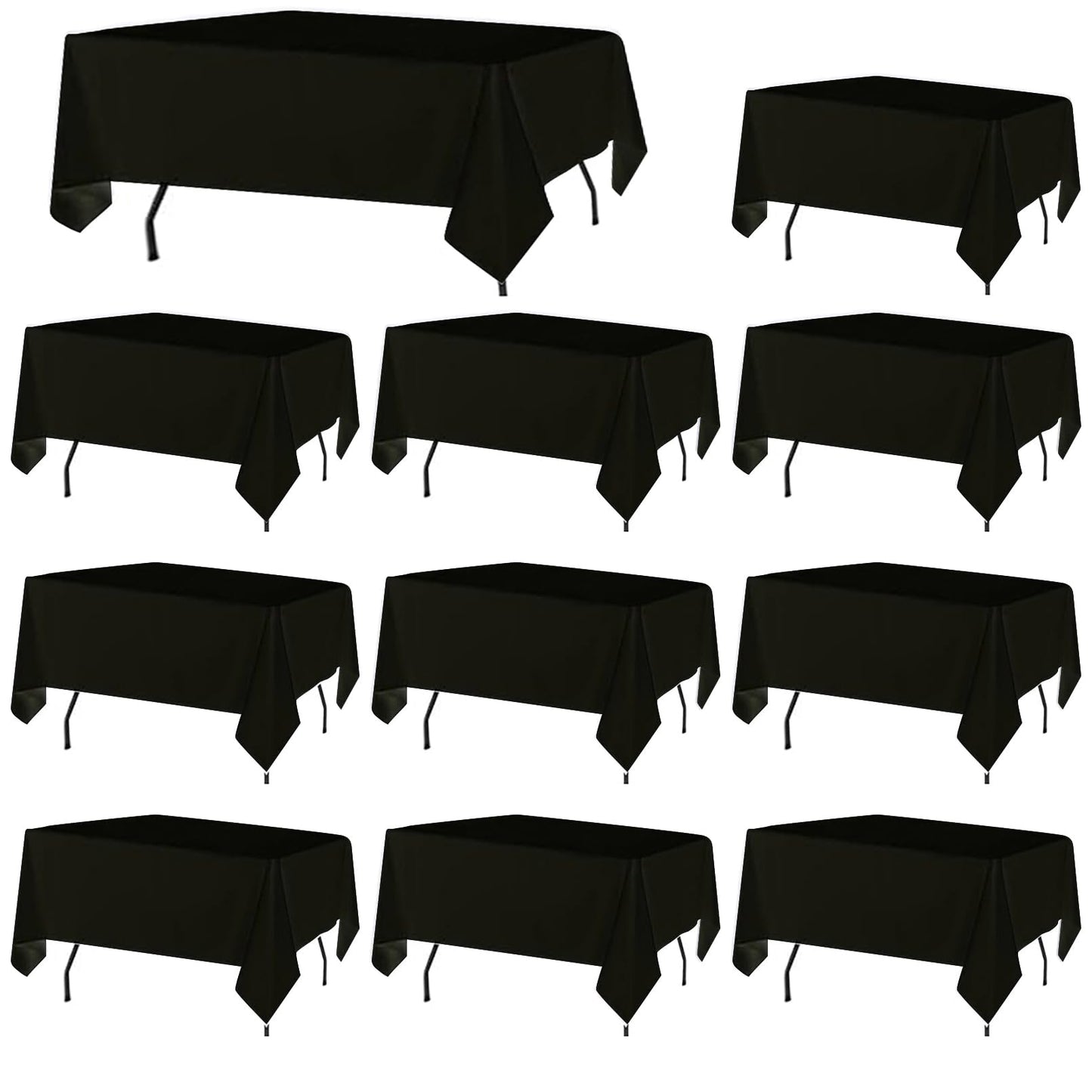 10 Pack Black Table Cloth Rectangle Table Cloths for 8 Foot Rectangle Tables 60 X 126 Inch Washable Polyester Table Covers, Reusable & Wrinkle Resistant for Weddings, Parties, Events, and Everyday Use