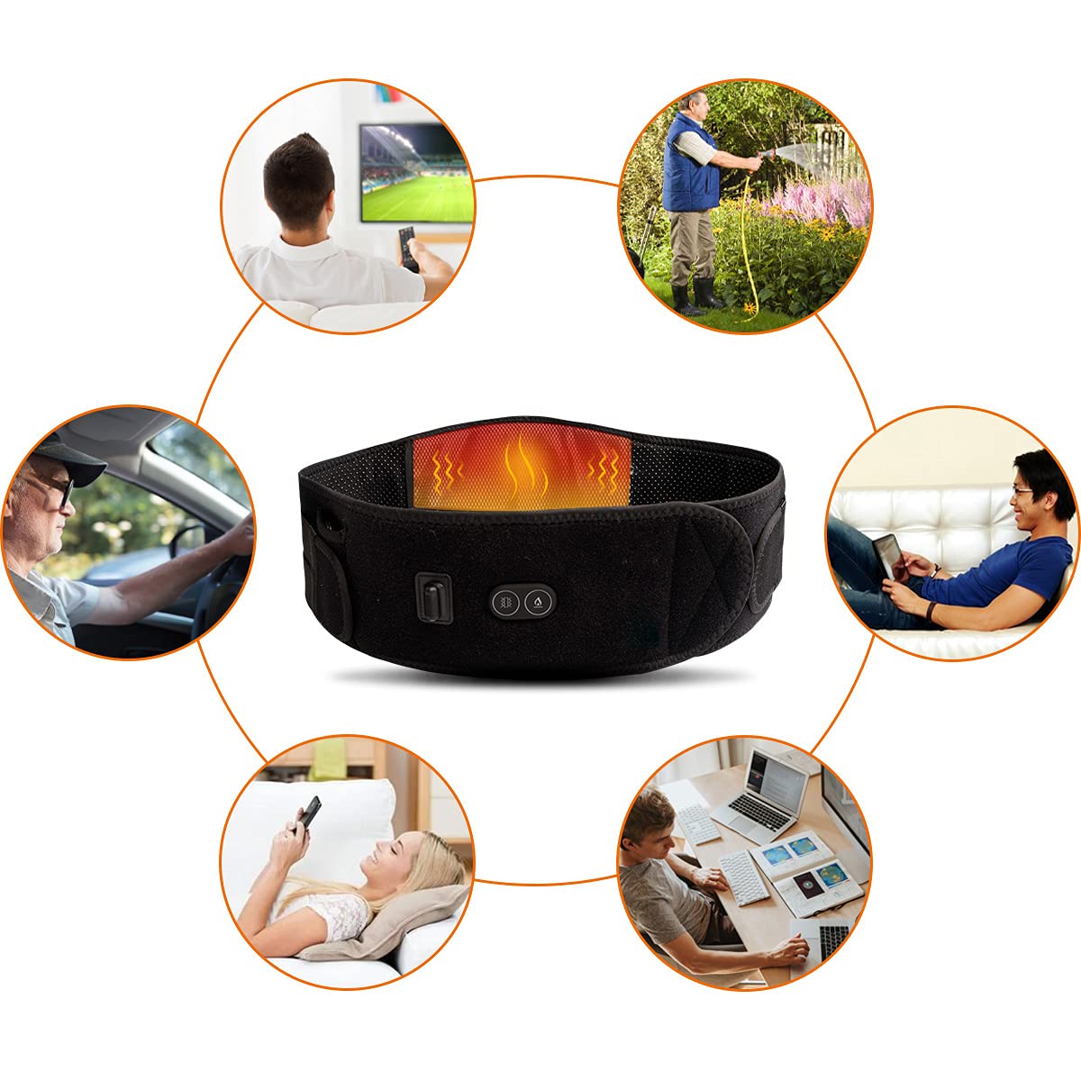 Heating Pad for Back Pain Relief, Cordless Back Massager with 7.4V 4400mAh Battery 3 Heat Settings & 3 Vibrating Modes Heated Back Brace Suitable for Abdomen Back Lumbar Spine Stomach Waist Cramps
