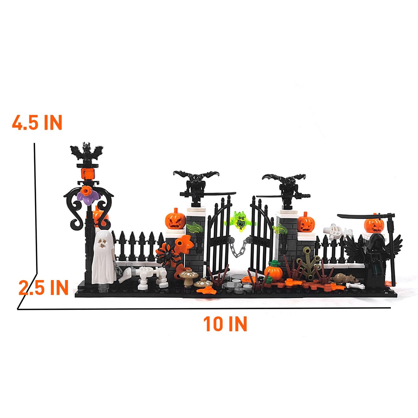 ILIEMOC Halloween Graveyard Building Blocks Set(258 PCS, 3 Set)– Haunted House DIY Bricks Kit Compatible with Lego 853792 Accessory, Spooky Zombies Theme, Gift or Souvenir for Kids Ages 6+