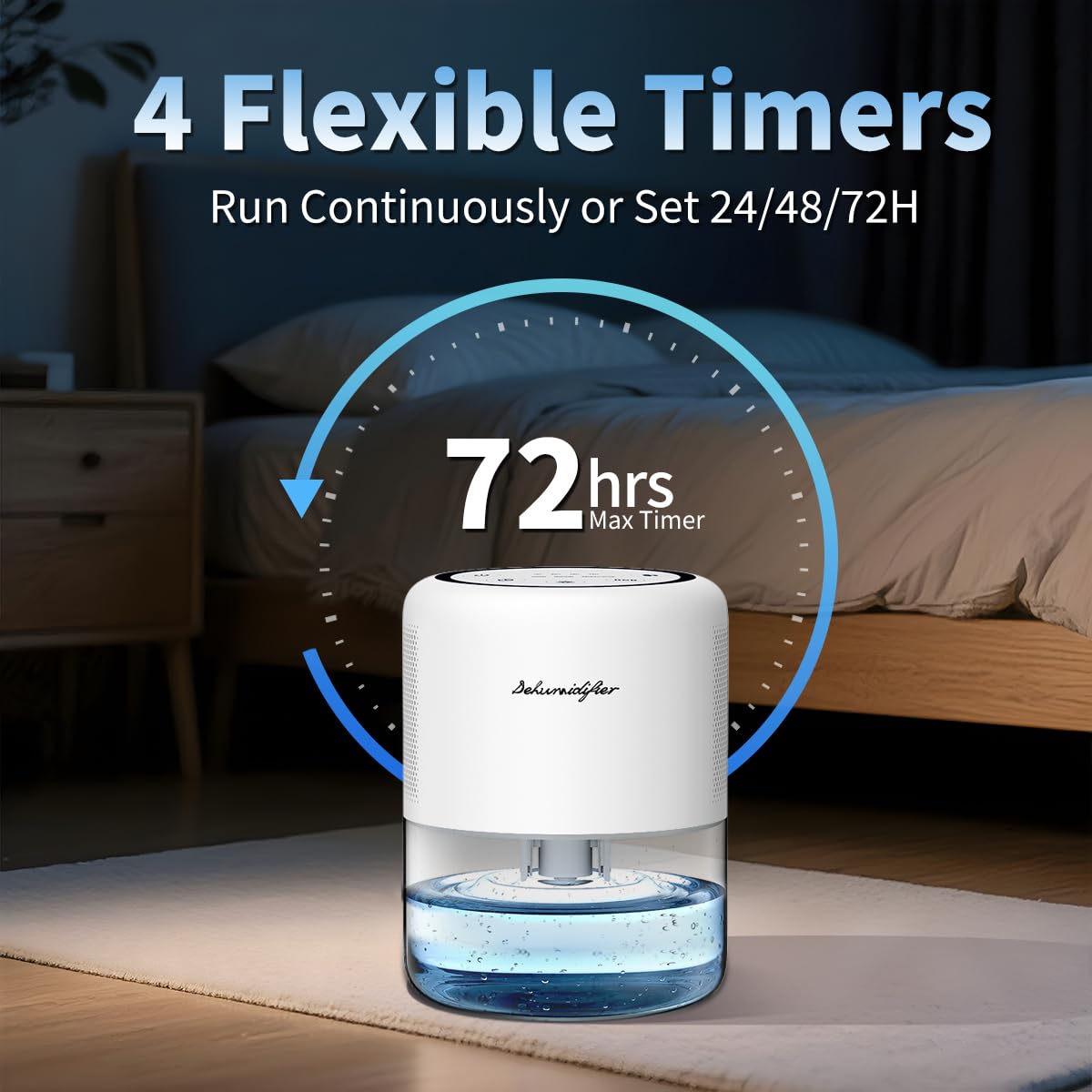 Windangel 44oz(1.3L) Small Dehumidifier for Home Auto-Off Quiet Portable Dehumidifier with 3 Modes 10 Color Lights 4 Timer Settings for Bedroom Bathroom Closet (215 sq.ft)