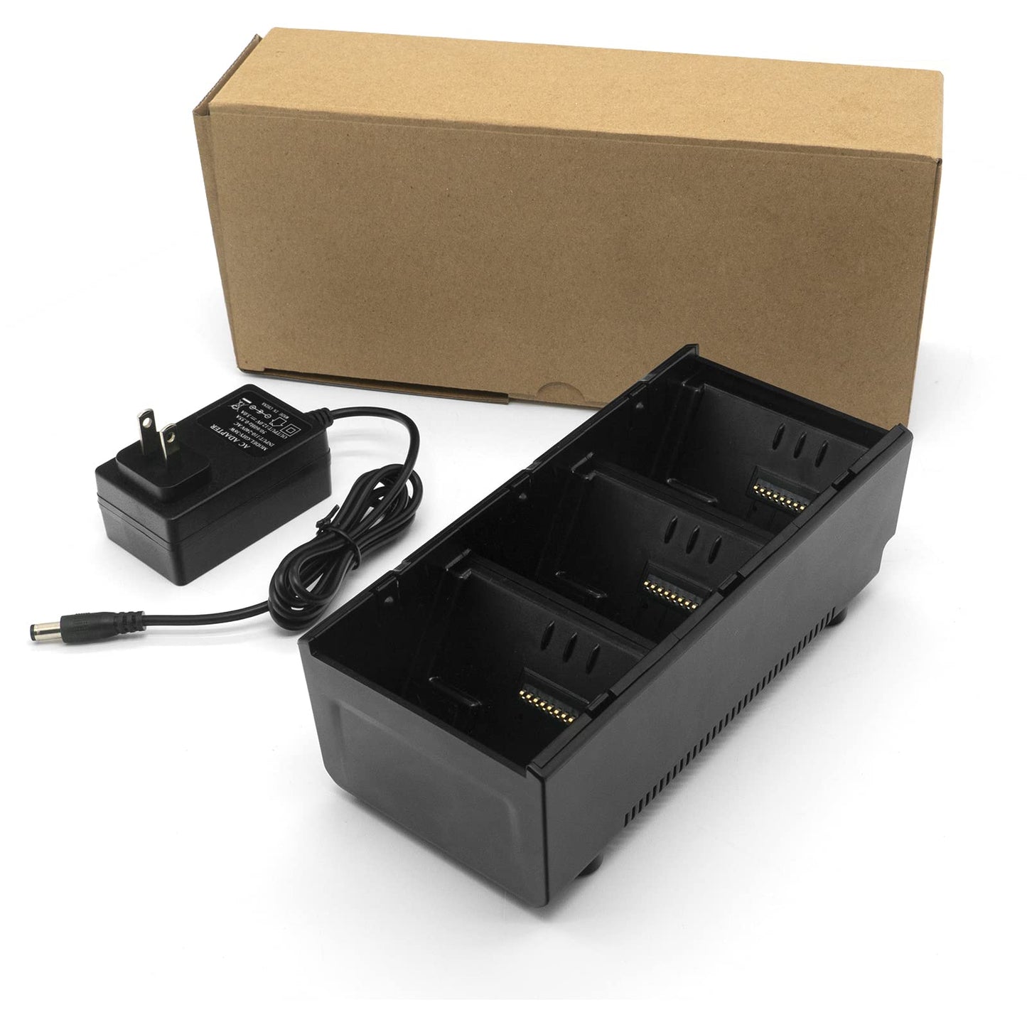 LANADO 3-Slot Battery Charging Cradle Kit for Zebra ZQ510, ZQ511, ZQ520, ZQ521, ZQ610, ZQ620, ZQ630, QLN220, QLN320, QLN420 Barcode Scanners, 12V Output, Black