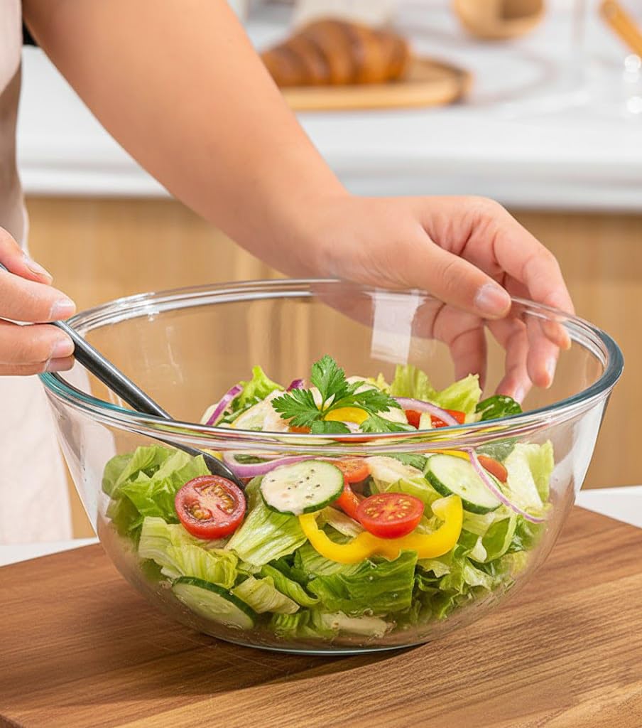 Bairuiin Large Glass Bowl for Sourdough Bread Making 6 QT Glass Mixing Bowl for Sourdough Bread with Lid Clear Breads Proofing Bowl with Covers Ideal for Kitchen Storage