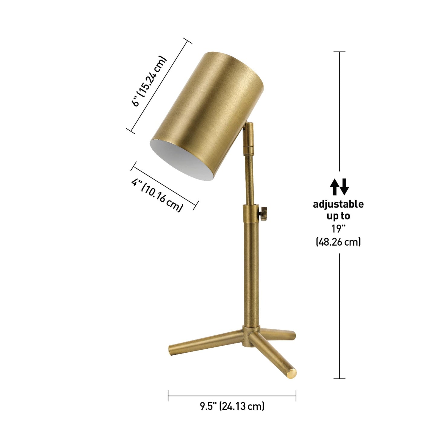 Globe Electric 52097 Pratt 18" Desk Lamp, Matte Brass Finish, Adjustable Height, in-Line Rocker On/Off Switch