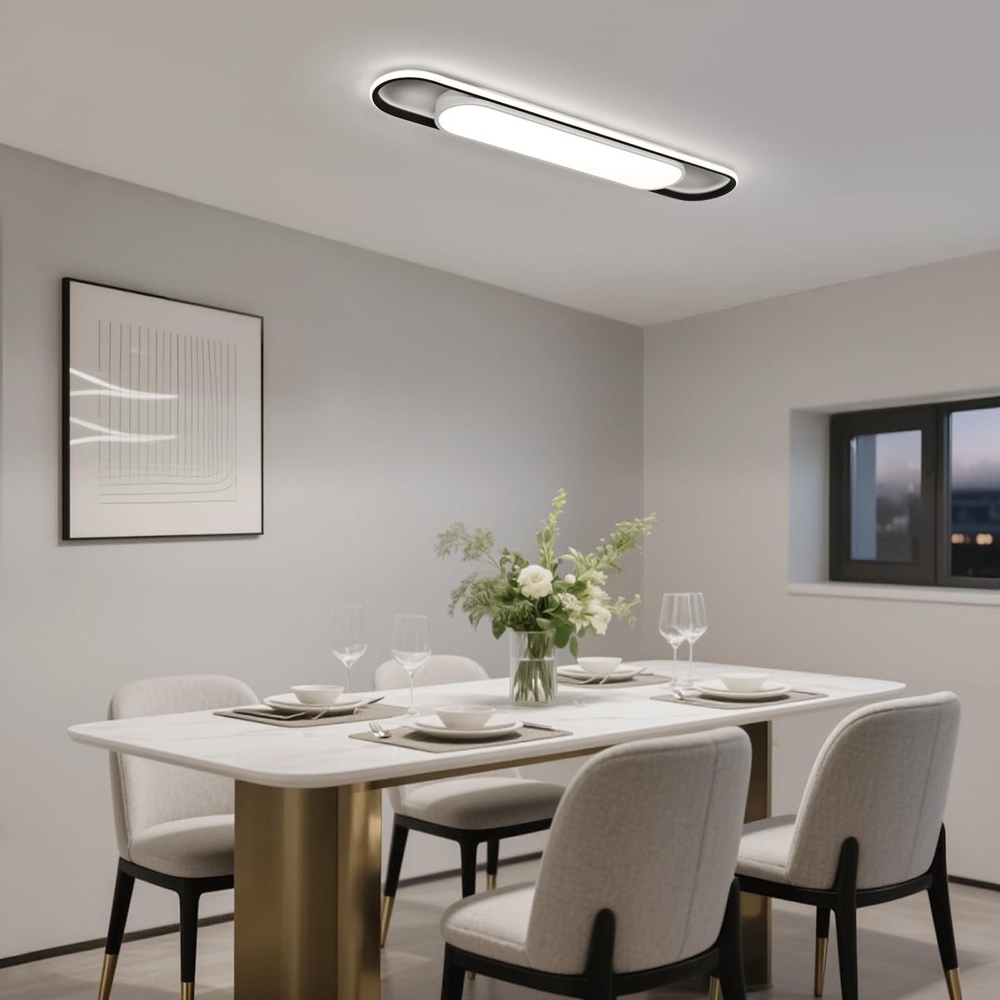 GBMEDZG 3Ft Smart LED Ceiling Lighting,50W High Brightness Linear Flush Mount Light Fixture,36.2" Dimmable Led Ceiling Lamp with Remote Control for Kitchen,Garage,Hallway,Laundry,Study Room.