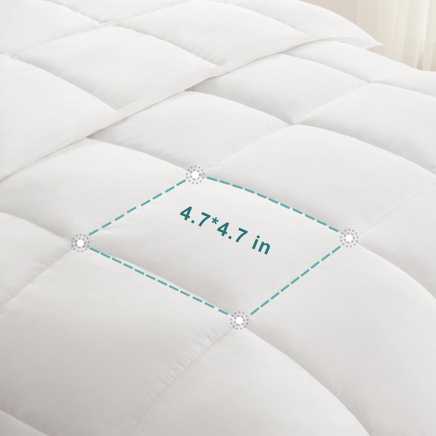 ACCURATEX Queen Duvet Insert Comforter,100% Cotton Shell, 400GSM Thick Fluffy Down Alternative Comforter,Breathable Soft White Hotel Bed Duvet Insert with Corner Tabs(90''x90'')