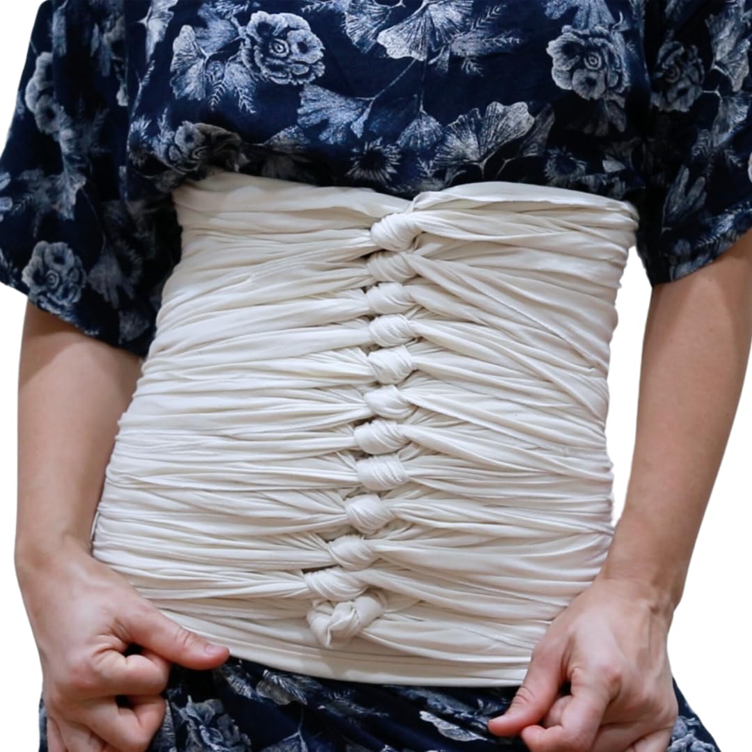 SageAbay Bengkung Belly Binding Wrap, Organic Cotton Postpartum Belly Band, Hip and Waist Support (Off White)