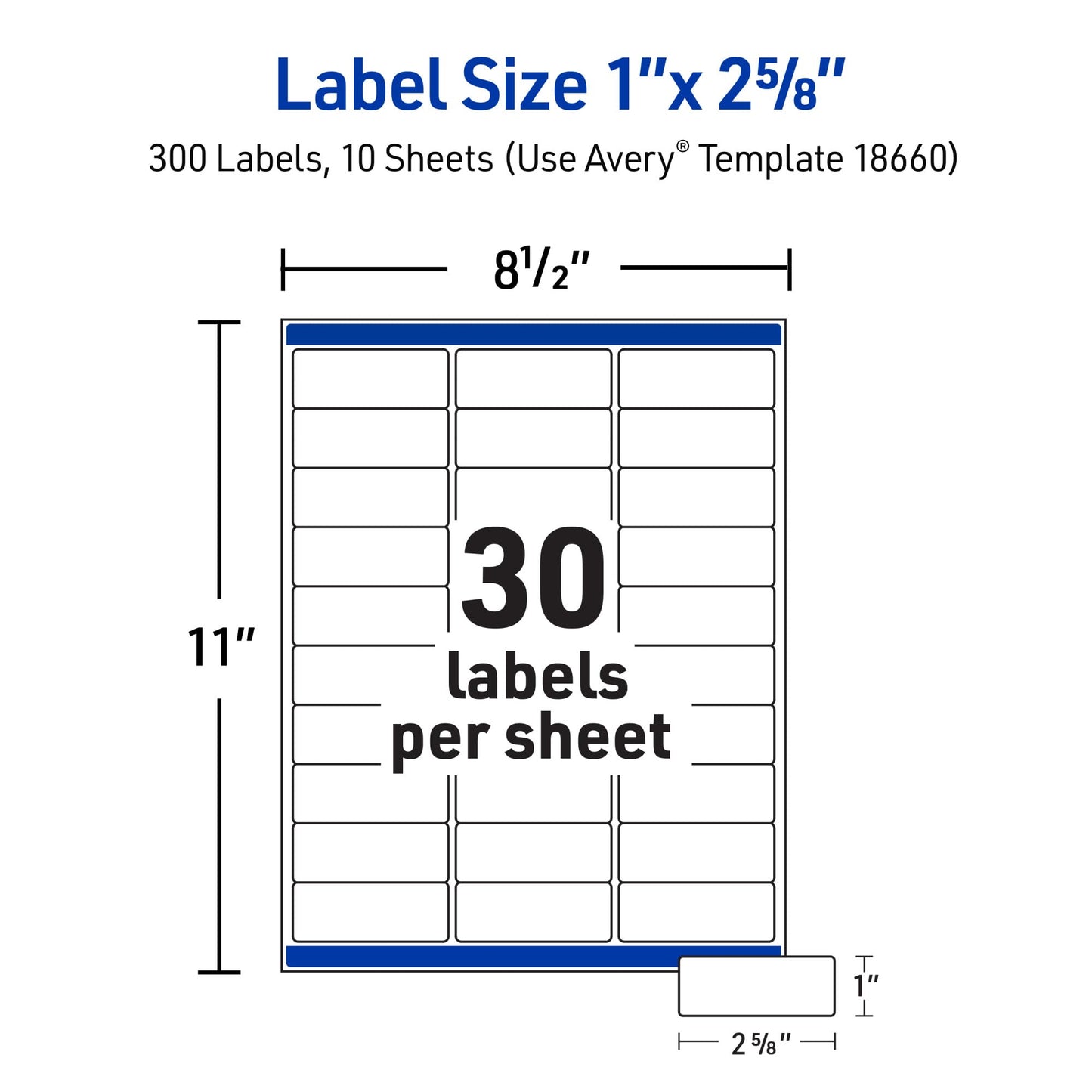 Avery Matte Clear Address Labels, Sure Feed Technology, Inkjet, 1" x 2-5/8", 1500 Labels (5 Packs of 18660)