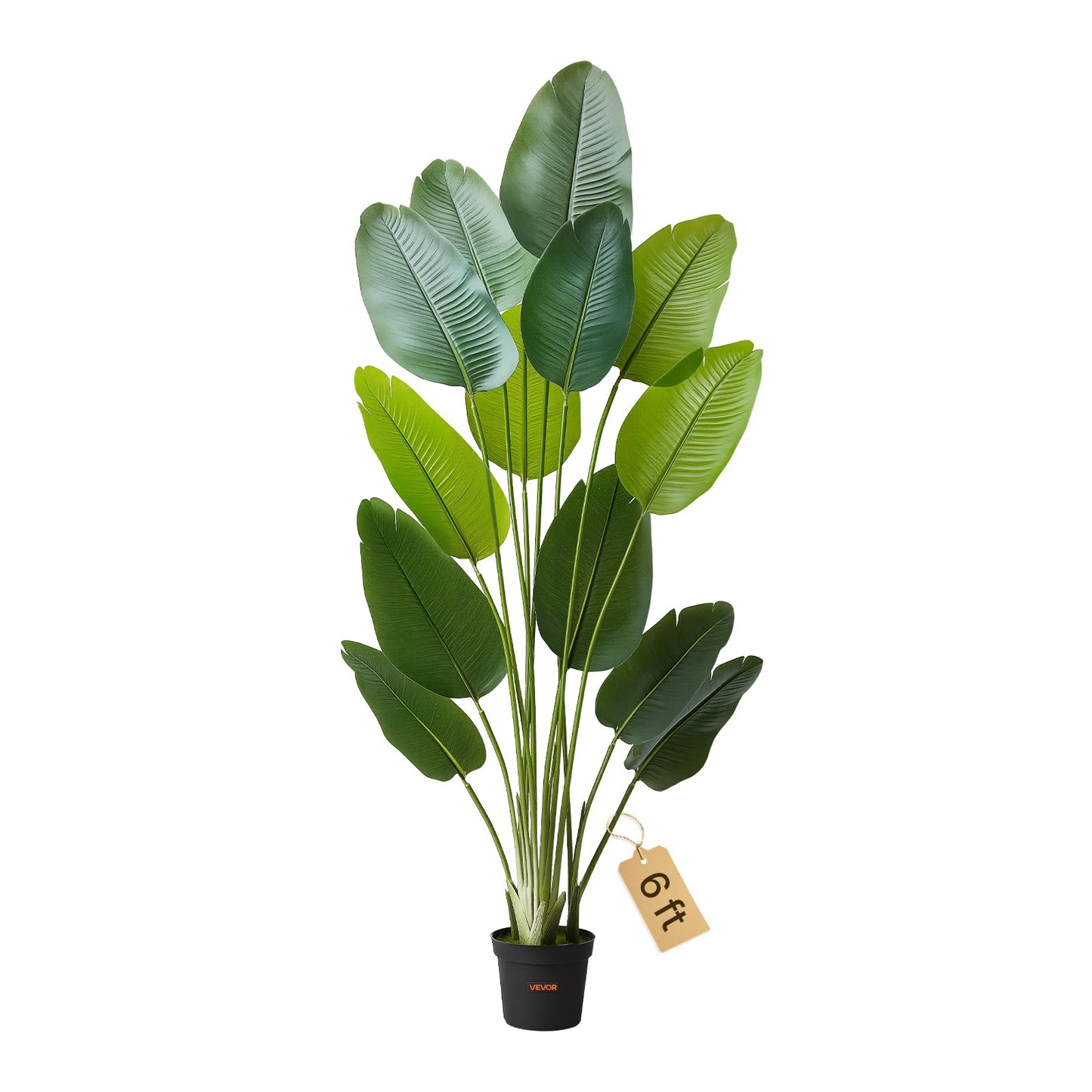 VEVOR Artificial Bird of Paradise 6 ft Tall, Fake Tropical Plants with with 13 Trunks & White Pot, Faux Floor Silk Tree, Large Trees for Home Office Living Room Decor House Warming, Indoor Outdoor