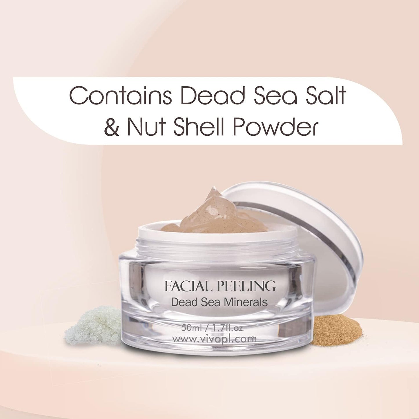 Vivo Per Lei Facial Peeling Gel - Contains Dead Sea Minerals and Nut Shell Powder - Gentle Face Exfoliator Scrub and Blackhead Remover - Pack of 3