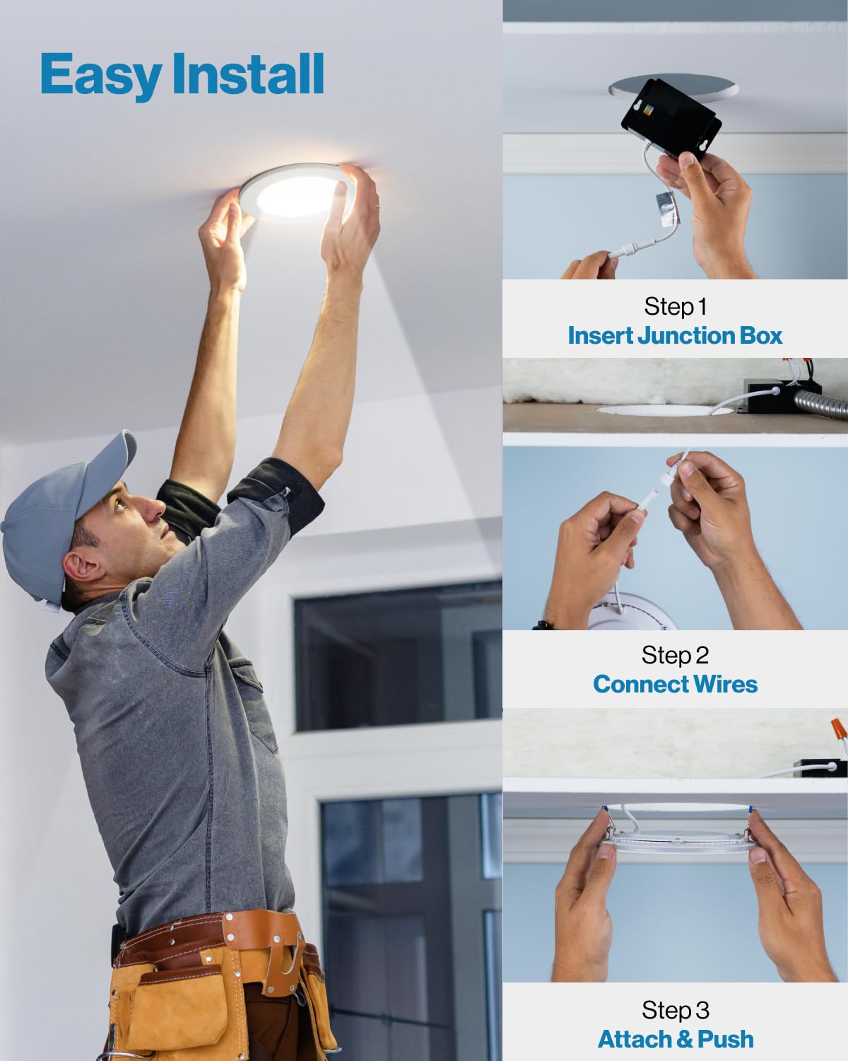 Sunco 12 Pack 5CCT 6 Inch Ultra Thin LED Recessed Ceiling Lights Slim 1500LM High Brightness, 2700K/3000K/3500K/4000K/5000K Selectable, Dimmable, 14W, Canless Wafer with Junction Box.