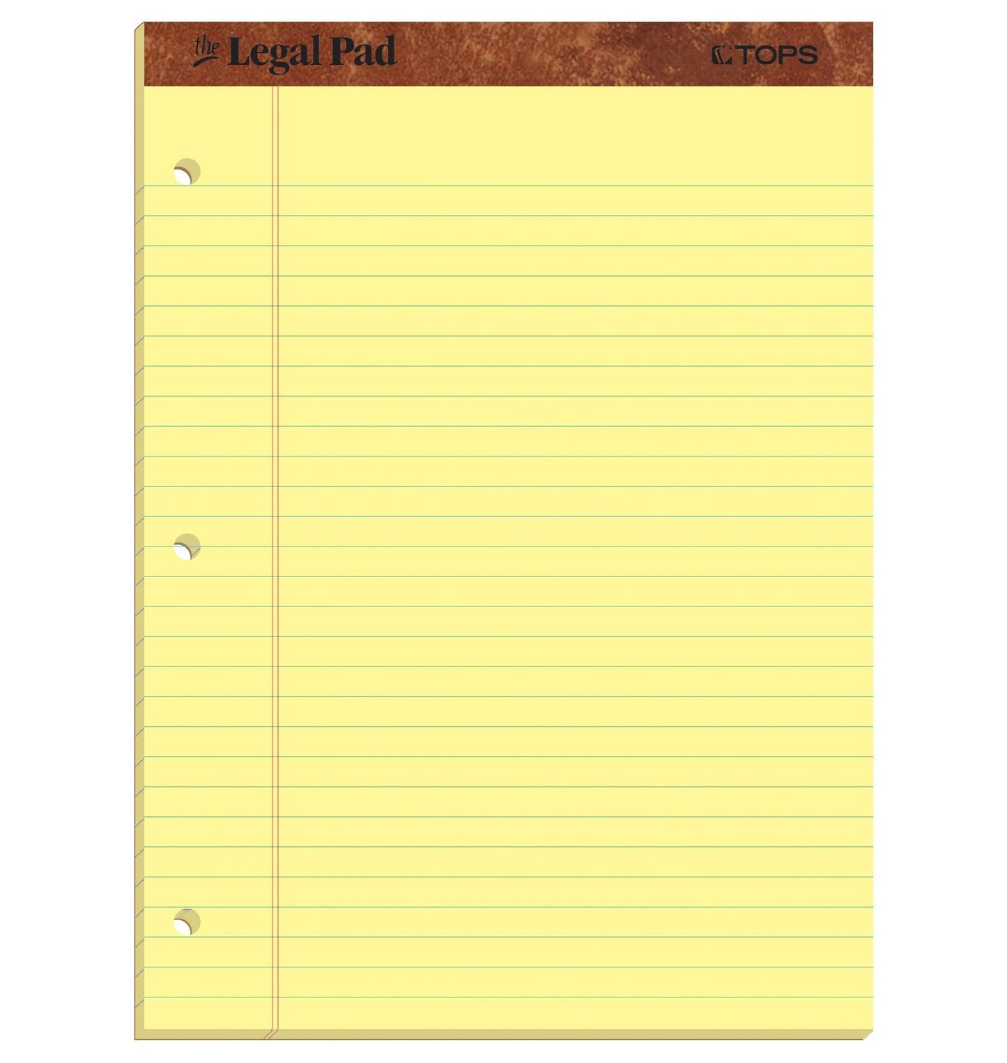 TOPS The Legal Pad Writing Pads, 8-1/2" x 11-3/4", Canary Paper, Legal Rule, 50 Sheets, 12 Pack (75351)