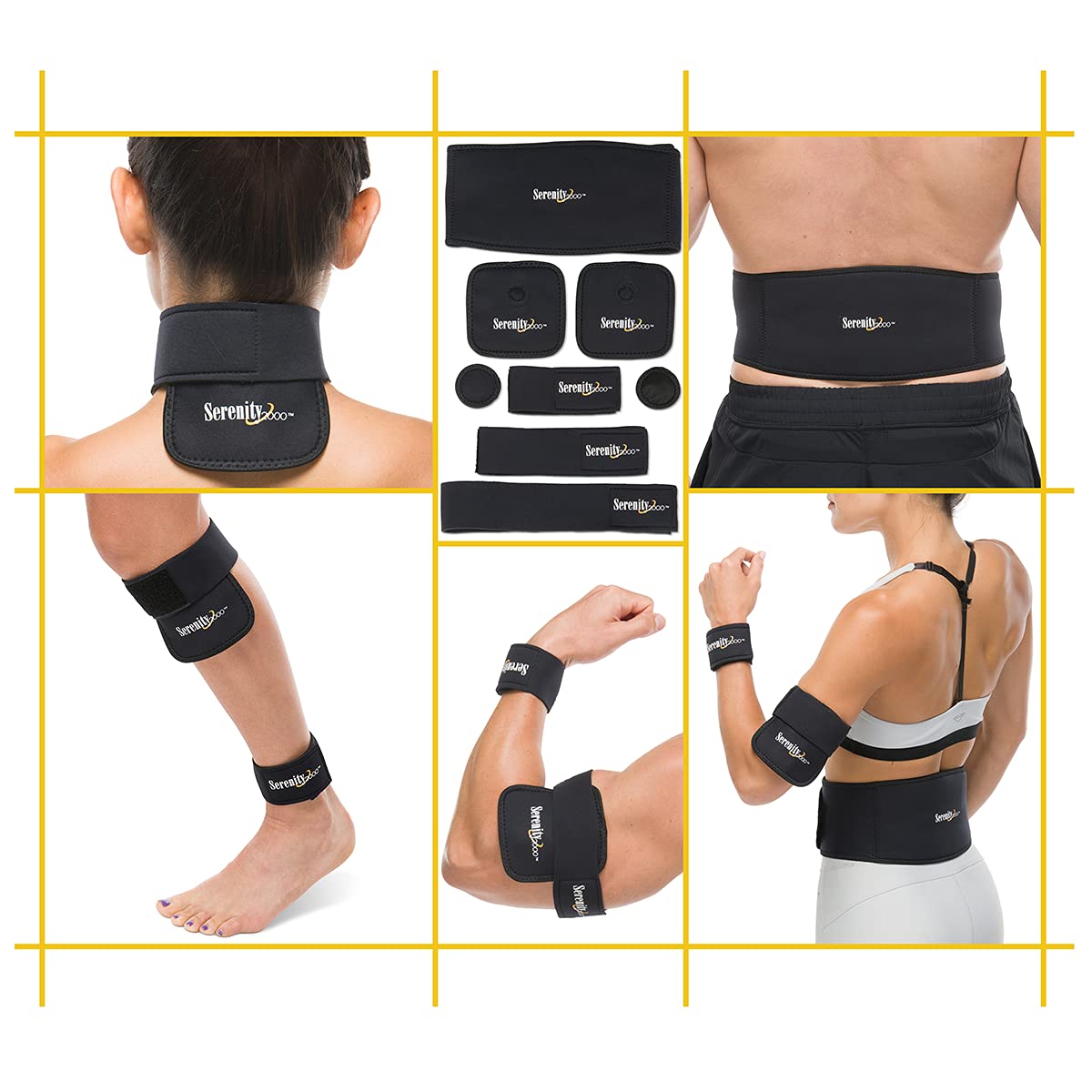 SERENITY2000 Full Body Magnetic Vitality Set for Pain Relief, Reduce Inflammation, Improve Circulation – Eight-Piece Set (Large/XL - waist up to 50")