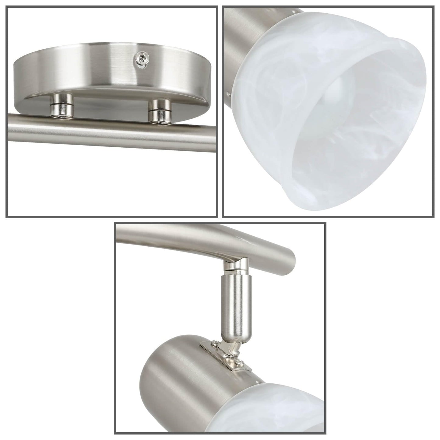 XiNBEi Lighting Track Lighting, 4 Light S-Shaped Track Light Bar with Glass, Modern Kitchen Ceiling Light Bar Brushed Nickel XB-TR1238-4-BN