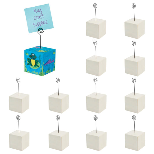 Do It Yourself Wood Photo Holder Block - Set of 12 Picture Holders - Each 3 Inch - DIY Crafts for Kids and Fun Home Activities