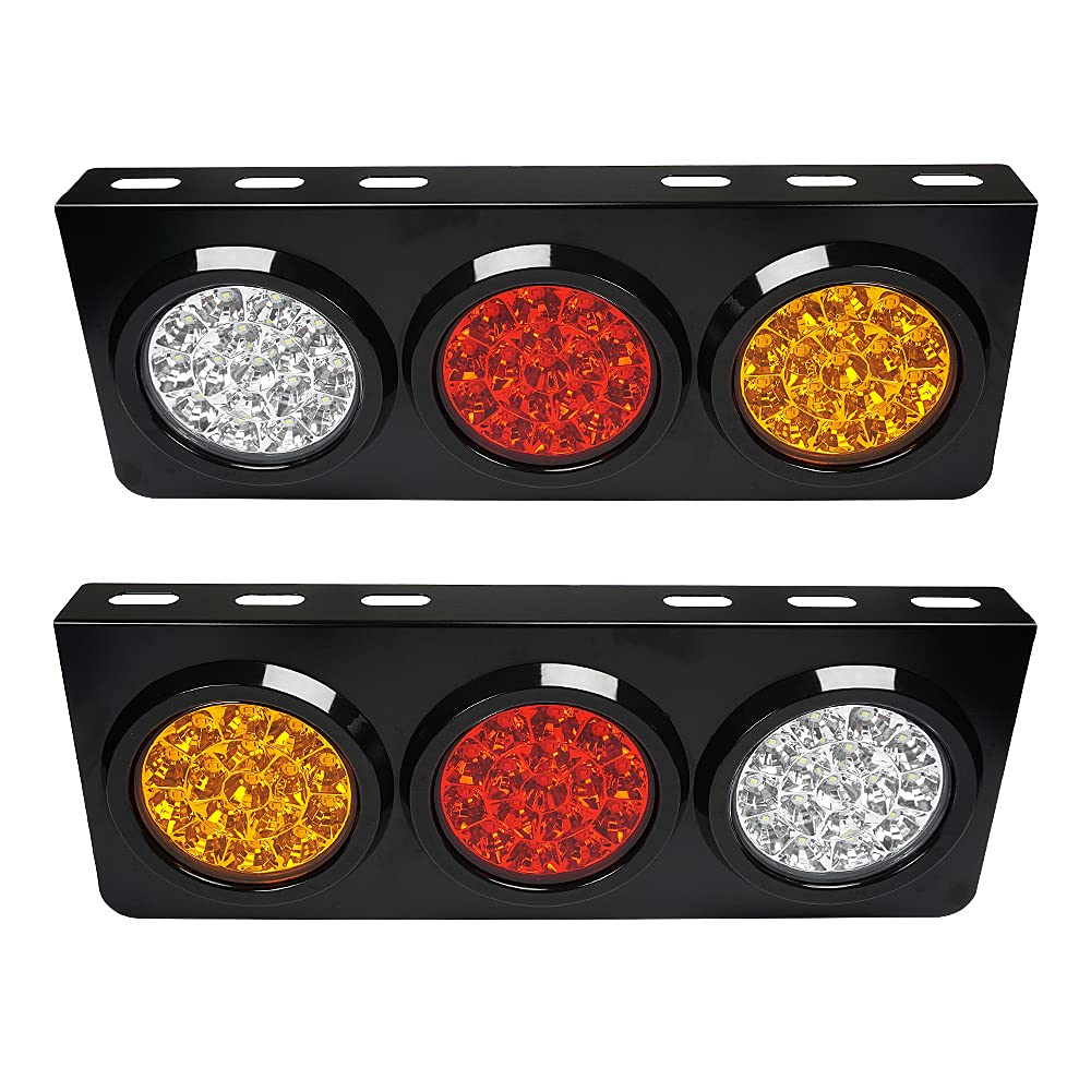 auovo LED Truck/Trailer Tail Lights with Iron Bracket Base - Waterproof DC12-24V 48-LED Tail Light Bar for Turn/Signal/Running Lamps Fits any Truck/RV/Camper/Trailer etc(2 PCS)