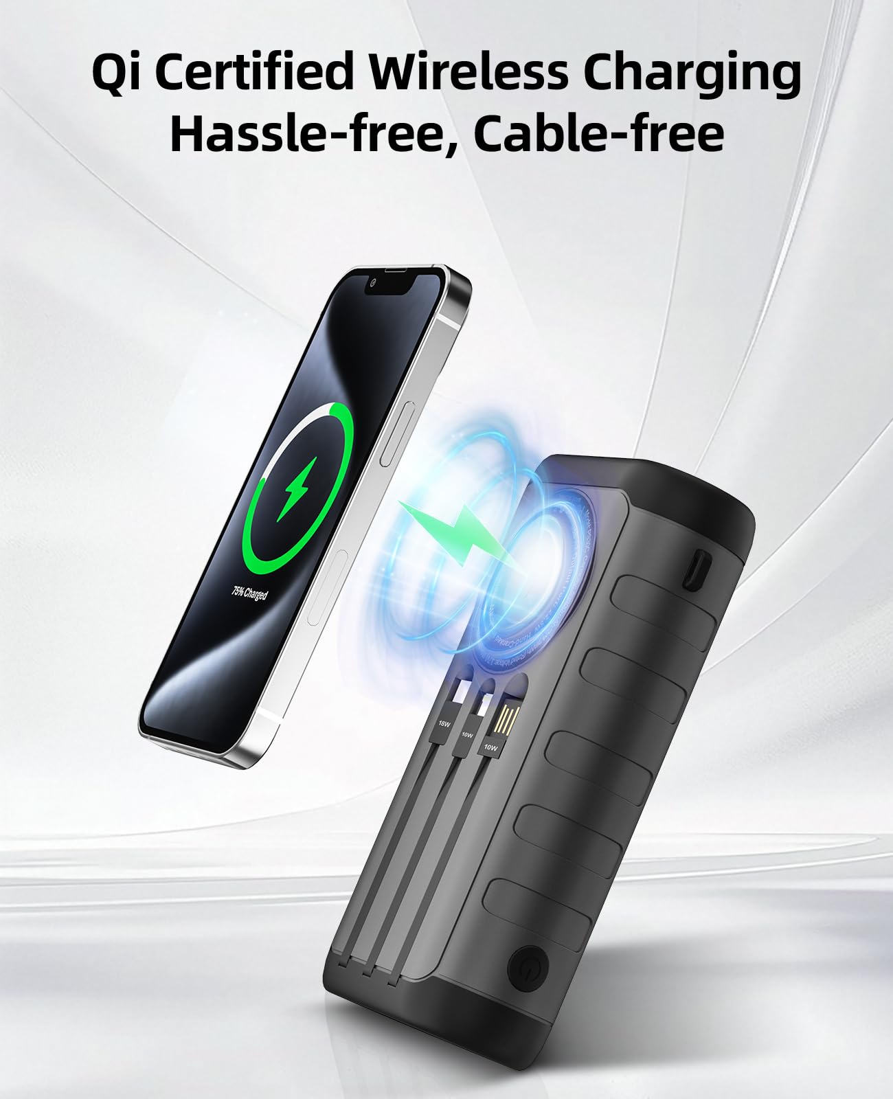 Solar Charger, 59800mAh Portable Power Bank for All Phones, Outdoor Waterproof Battery Pack Built in Hand Crank, 15W Wireless Charger 6 Outputs & 3 Inputs/LED Flashlights, Perfect for Camping Travel