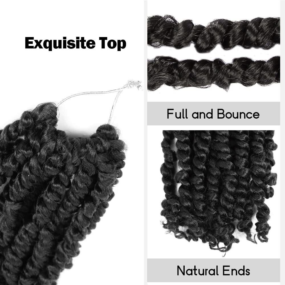 WUDAS Long Passion Twist Hair 30 Inch Pre-twisted Crochet Hair Natural Black Pre-looped Synthetic Crochet Braids (7 Packs,1B)