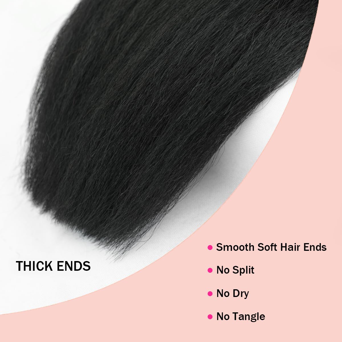 CYIKLI 12 14 16 Kinky Straight Bundles Human Hair Yaki Straight 3 Bundles 100% Unprocessed Brazilian Virgin Remy Hair Natural Black Color