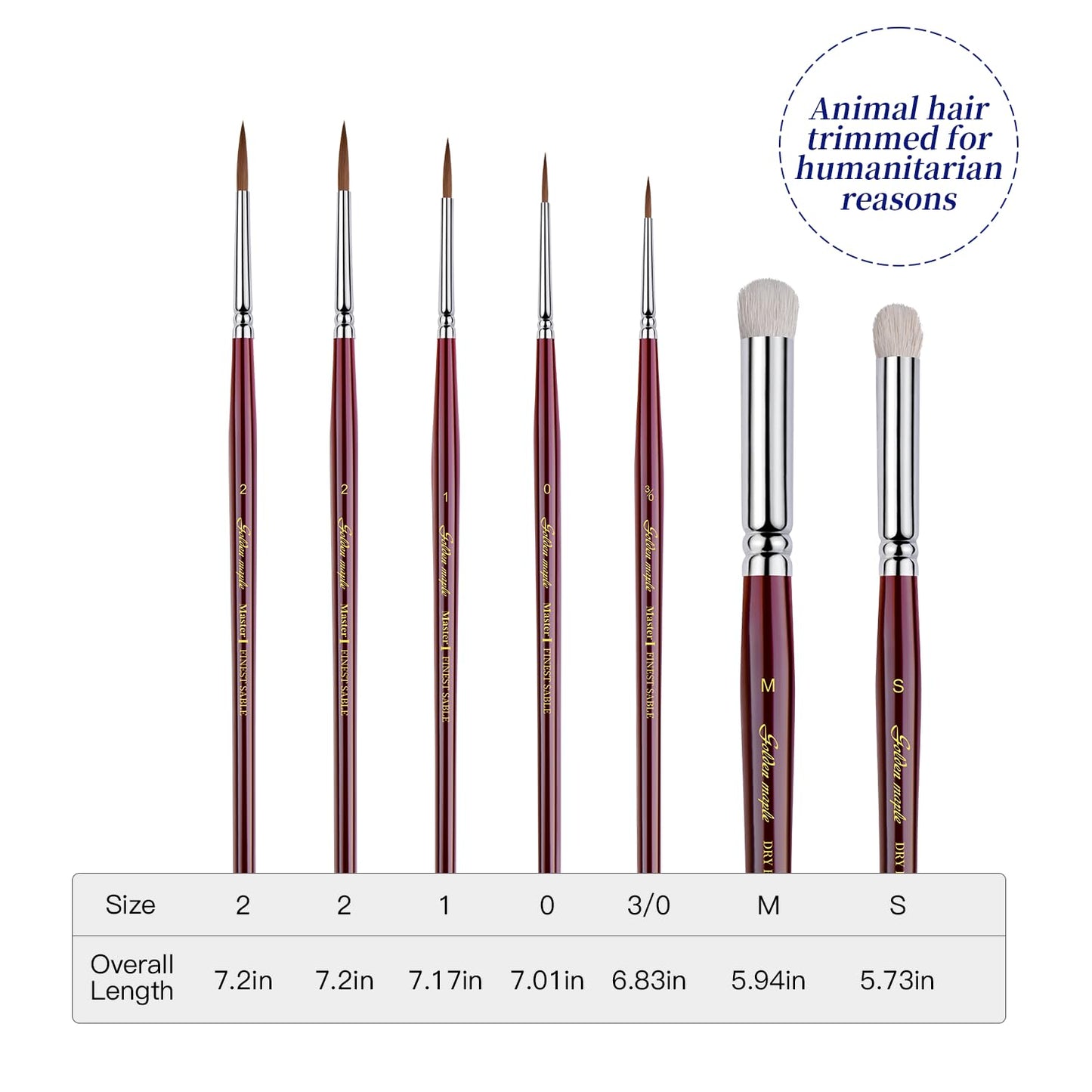 Kolinsky Sable Miniature Paint Brushes - Golden Maple 7pcs Detail Paint Brushes Drybrushes for Acrylic Watercolor, Small Fine Detail Paint Brush Set for Mini Paints (red)