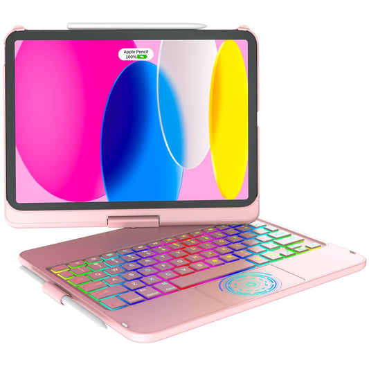 CC Store Touchpad Keyboard Case for iPad 10th Generation 10.9" 2022, Multi-Touch & Backlit Keys, 360° Rotatable & Pencil Holder,for New iPad 11 Generation(A16) 11-inch Case Keyboard (Rose Gold)