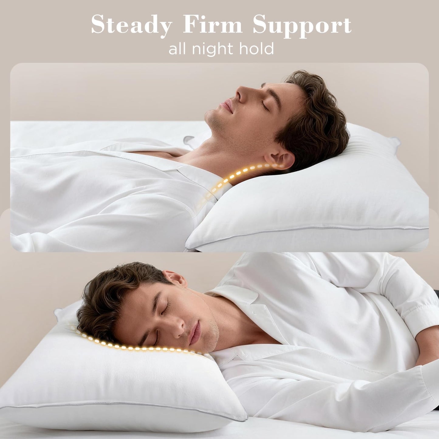 viewstar Bed Pillows King Size Set of 2, Hotel Collection, Down Alternative Firm Pillow for Side, Back or Stomach Sleepers, White