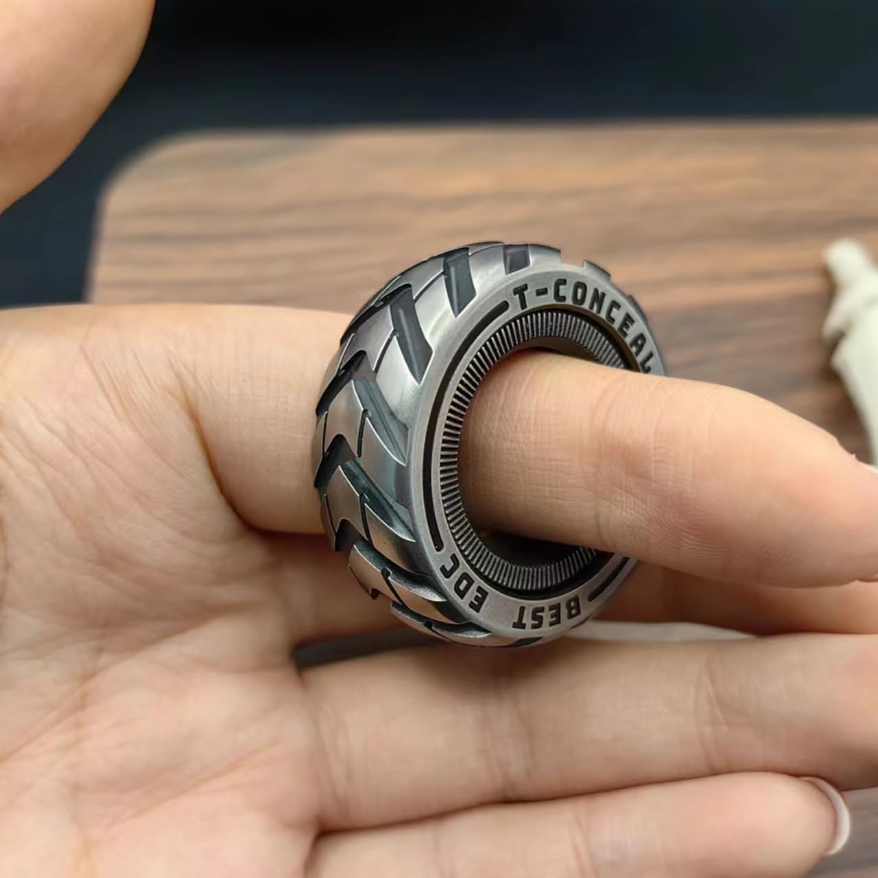 T-Conceal EDC Fidget Sliders Fidget Toys Stress Relief for Adults Magnetic Metal ADHD Casual Fidget Rings Haptic Coin Blocks (Tire-Upgrade)