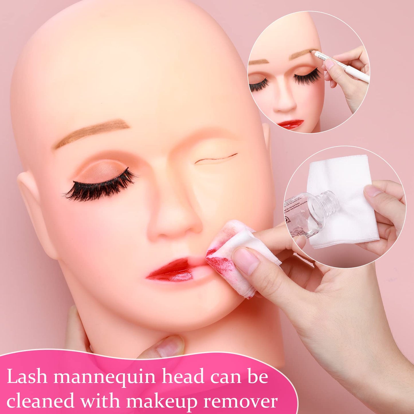 Reginary 6 Pcs Lash Mannequin Head Silicone Plastic Head Esthetics Mannequin Head Practice Training Head Makeup Head Makeup Mannequin Training Head for Practice Makeup Massage Graft Eyelash(White)