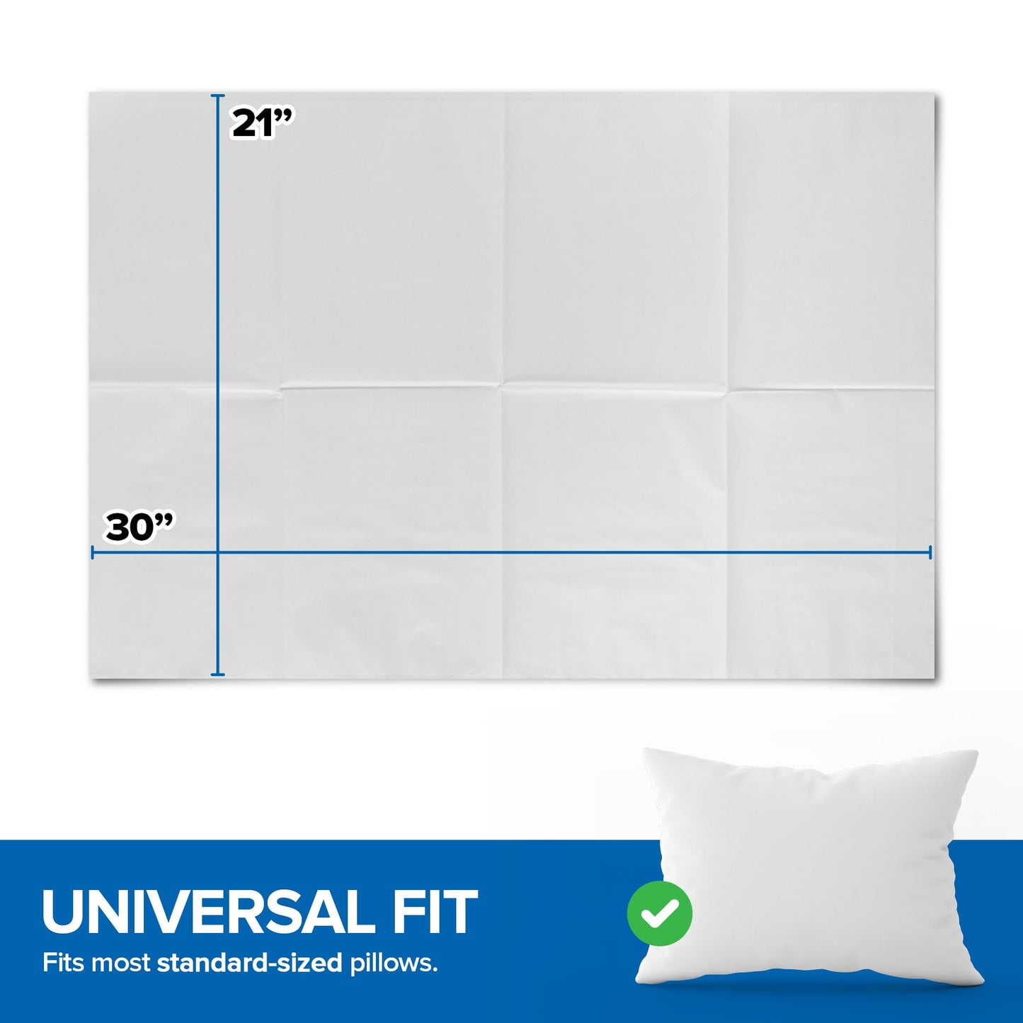Stock Your Home (100 Count) Disposable Pillow Case Covers, Tissue/Poly 21" x 30" Standard Size, Single-Use Pillowcases with Moisture Barrier in White