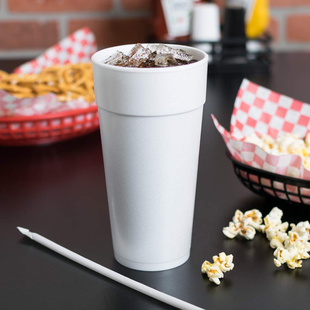 AMZ Empire 24 Oz Foam Cups With Lids, Insulated Foam Disposable White Coffee Cup With Cover Lid, Pack of 40 Sets For Hot or Cold Drink, 40/Case