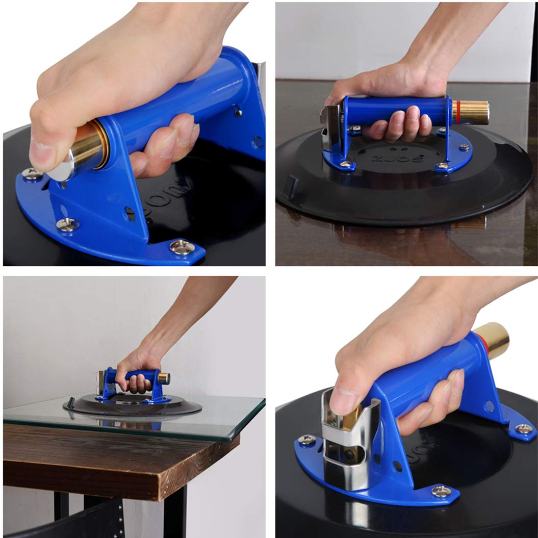IMT 12" Strong Glass Suction Cup Vacuum Glass Lifter with Metal Handle and Brass Pump, Heavy Duty Industrial Suction Plate for Granite & Glass Lifting Car Window Replacement