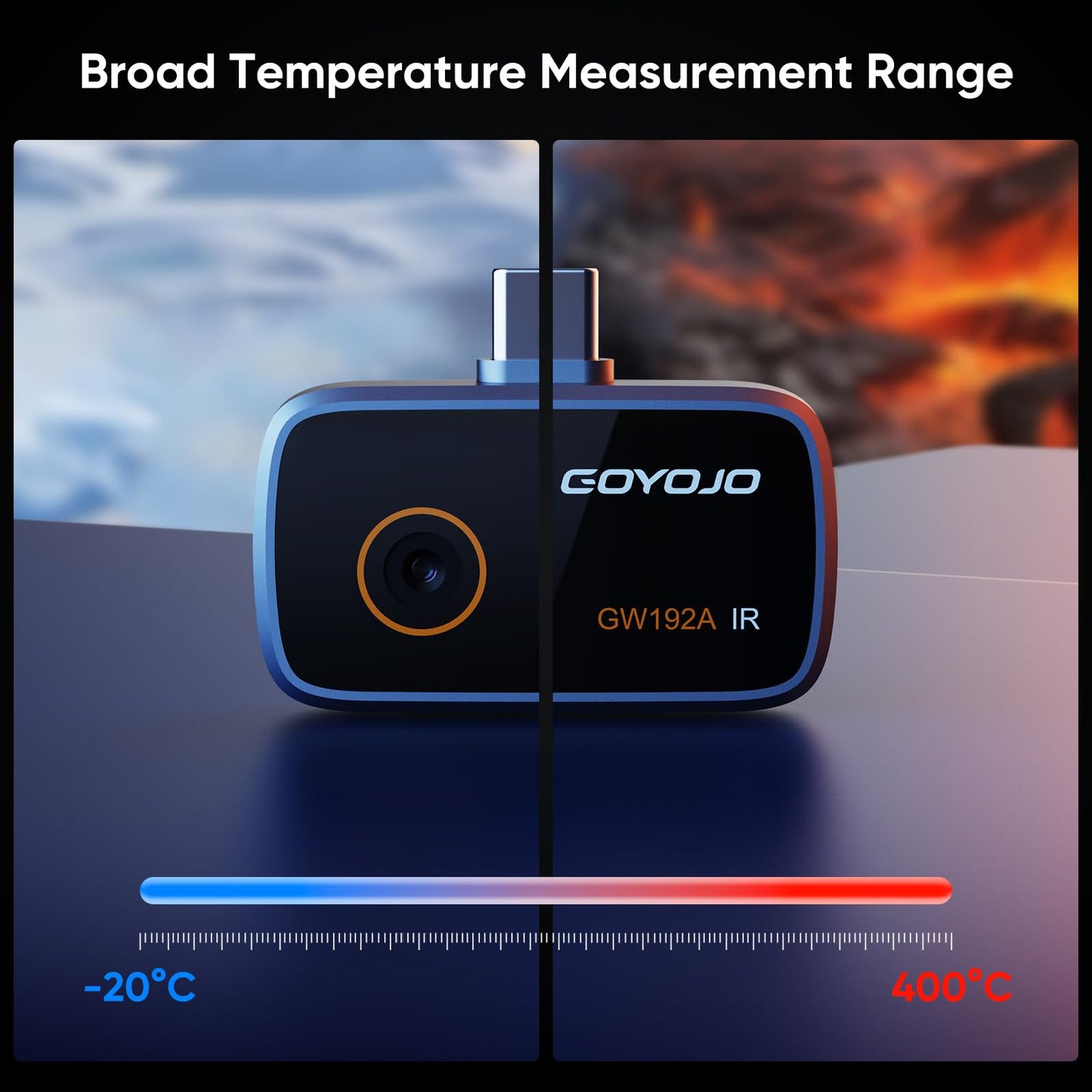 GOYOJO 192x192 IR Resolution Thermal Imaging Camera for Android – Water Leak Detection, HVAC, Electrical, Plumbing, Automotive Repair, Home Inspection, DIY – USB-C Infrared Imager, -4°F to 752°F