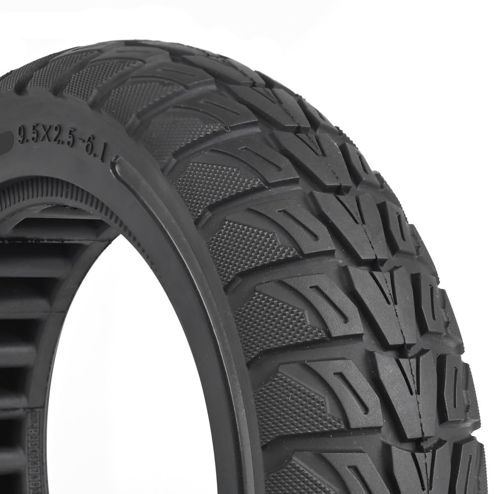 9.5x2.5-6.1 Off-Road Solid Tire Replacement for NIU KQi3 Pro/Max/Sport Scooter - Puncture-Free, Hassle-Free Maintenance - Anti-Skid, Shockproof 9.5 x 2.50 inch Tubeless Tire (Black 2Pcs)