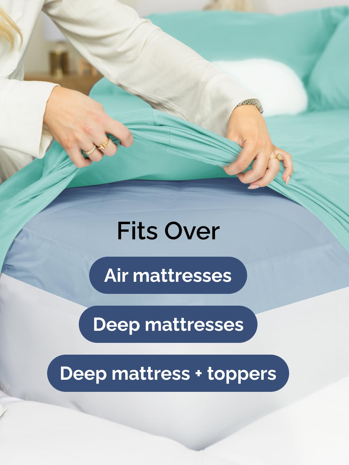 Extra Deep King Sheet Set - 6 Piece Breathable & Cooling Sheets - Hotel Luxury Bed Sheets Set - Easy & Secure Fit - Soft, Wrinkle Free & Comfy Sheets Set - Spa Blue Sheet Set with Extra Deep Pockets
