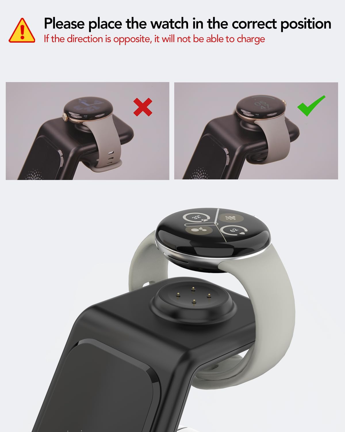 Upgraded 3 in 1 Wireless Charger Compatible with Google Pixel Watch 3/2, Pixel 9 Pro XL/9/Fold/8/7/7A/6 Pro, Pixel Buds Pro/2, Wireless Charging Station for Multiple Devices (Not for Pixel Watch 1)