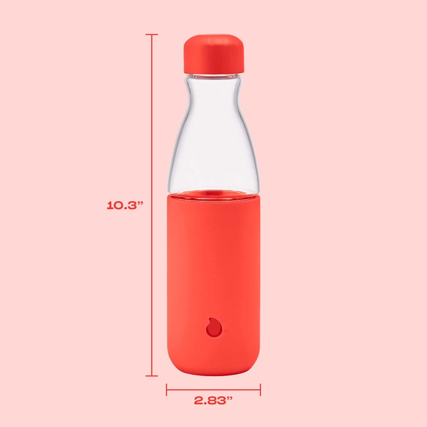 S'well Glass Original Water Bottle, 18oz, Radiant Coral, Borosilicate Glass Bottle With Protective Silicone Sleeve, Zero Plastic, Leakproof, BPA Free
