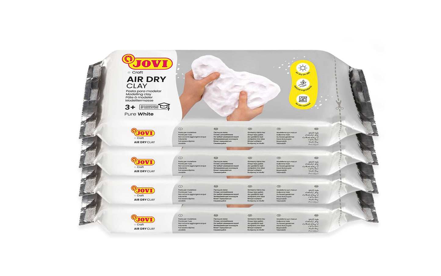 Jovi - Air Dry Modeling Clay Kit, Set of 4 Units, 2.2lb Each, 8.8lb Total, No Oven Needed, White Color, Pottery Clay Perfect for Arts and Crafts Projects (P86/4)