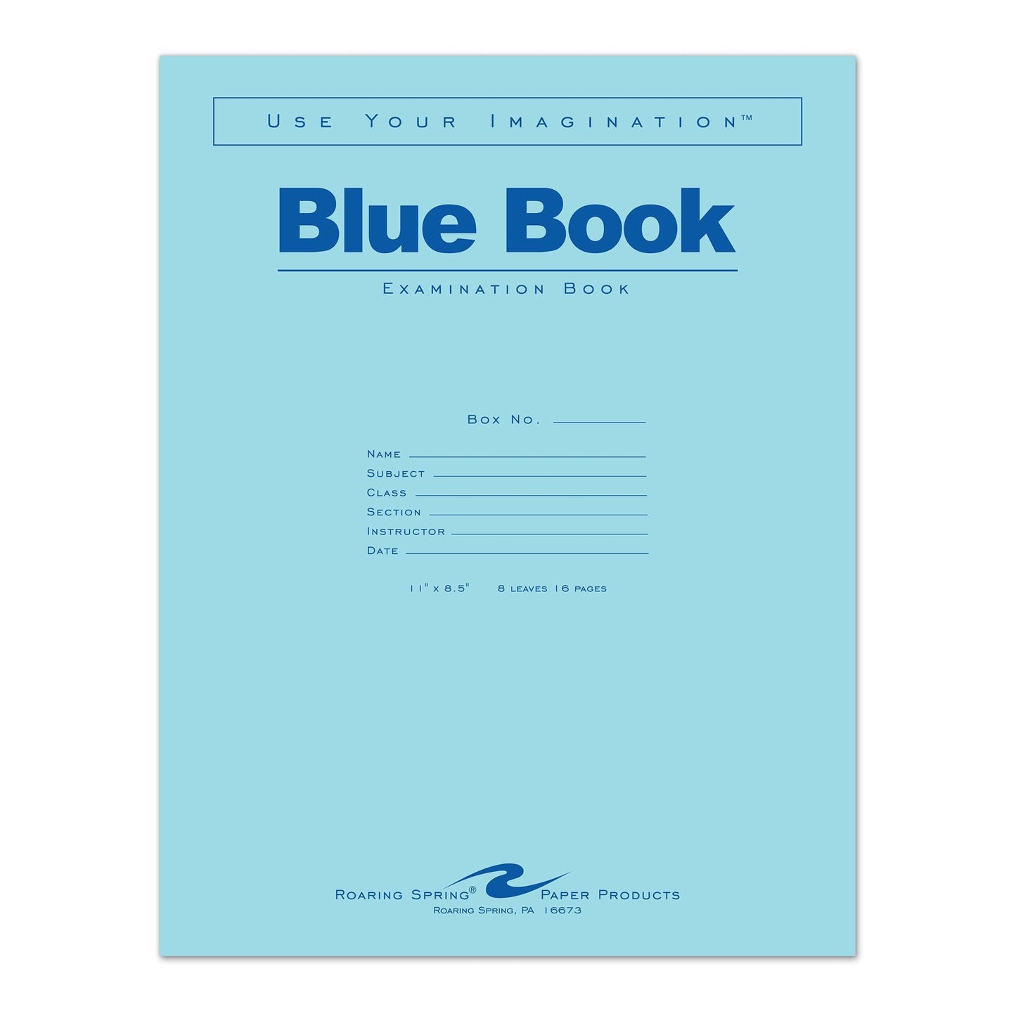 ROARING SPRING Blue Exam Book, 11" x 8.5", 8 sheets/16 pages 50 Packs,77517