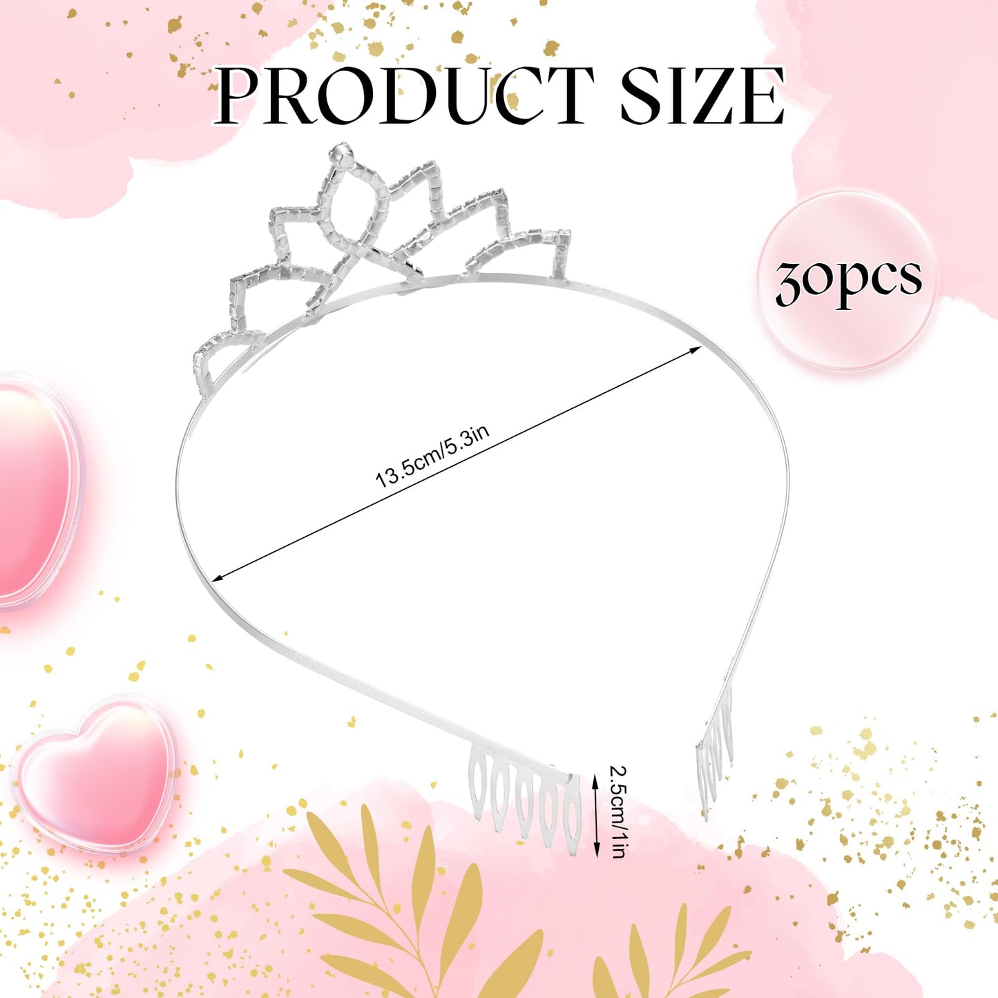 Lyrow 30 Pcs Silver Crystal Tiara for Women Bulk Rhinestone Queen Tiara Comb Princess Tiaras Crown Headband Galentines Day Party Favors Hair Accessories for Birthday Bridal Wedding Prom Christmas