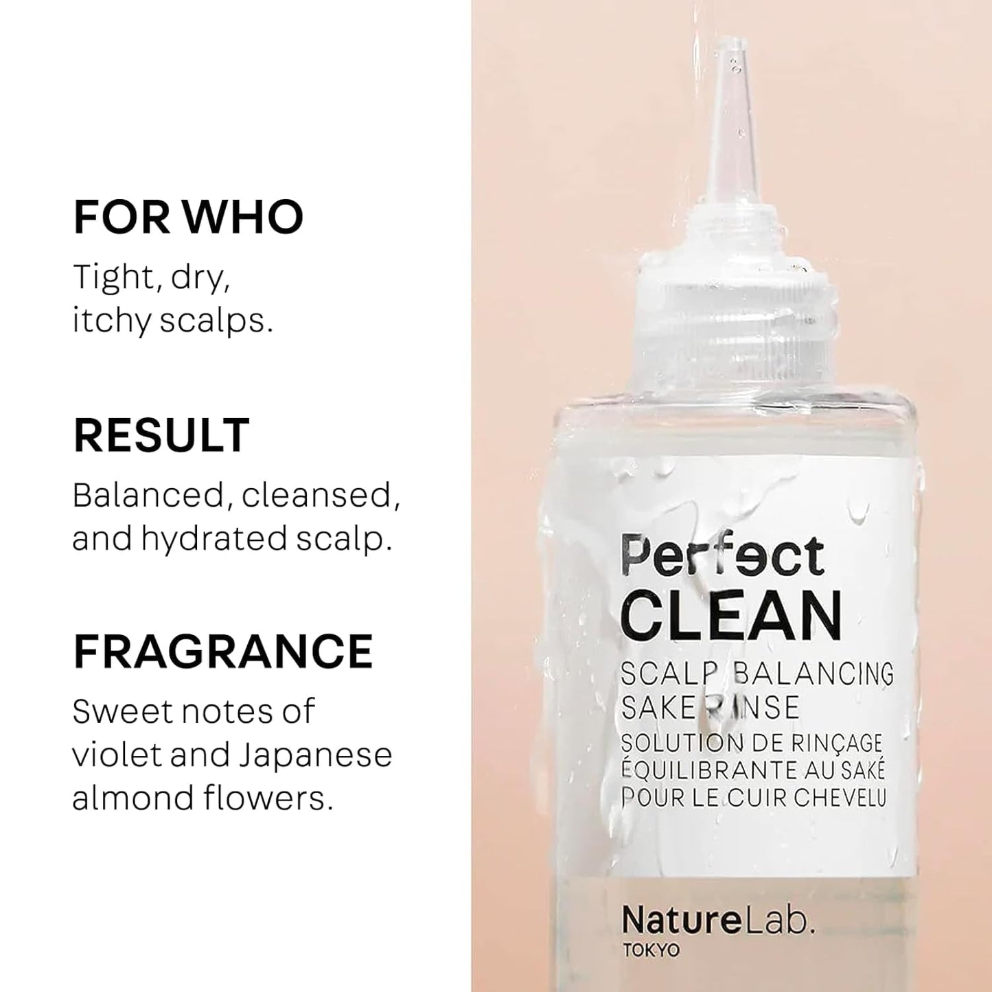 NATURELAB. TOKYO Perfect Clean Clarifying Scalp Scrub 2-in-1 Shampoo and Scalp Scrub Hair Treatment (8.1 oz) & Perfect Clean Scalp Balancing Sake Rinse (7 oz)
