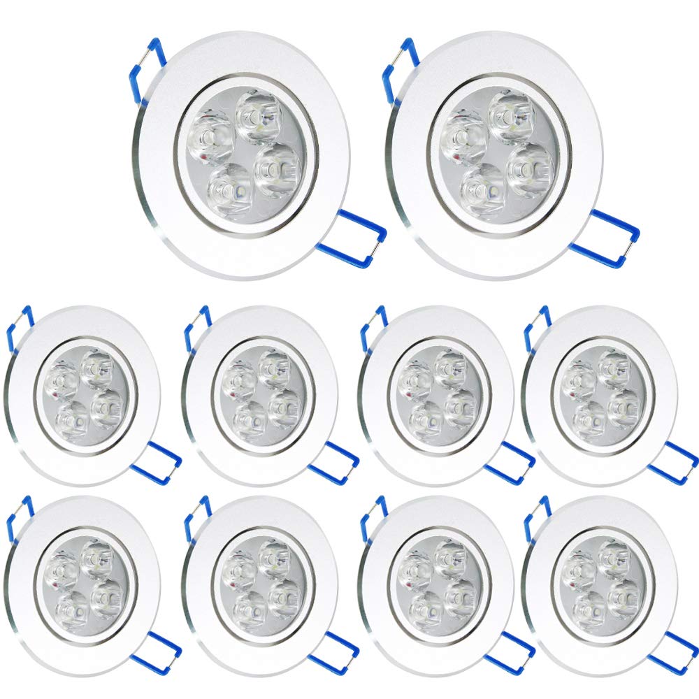 Pocketman Pack of 10, 110V 4W LED Ceiling Light Downlight,Cool White Spotlight Lamp Recessed Lighting Fixture,with LED Driver