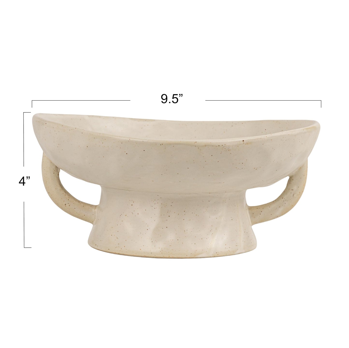 Creative Co-Op Stoneware Footed Pedestal Bowl with Handles, Reactive Glaze, White