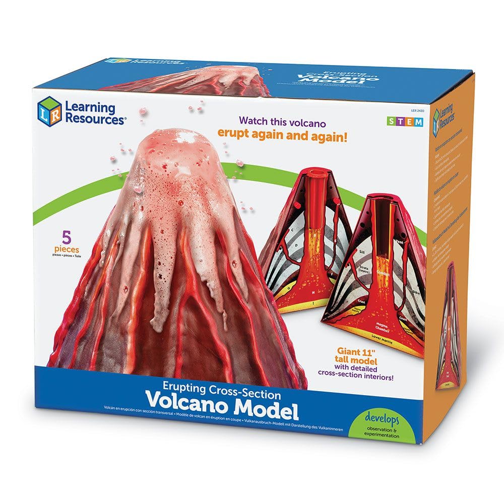 Learning Resources Erupting Volcano Model, Fun Science Learning, Homeschool, Cross-Section Model with Foaming Lava, Ages 6+