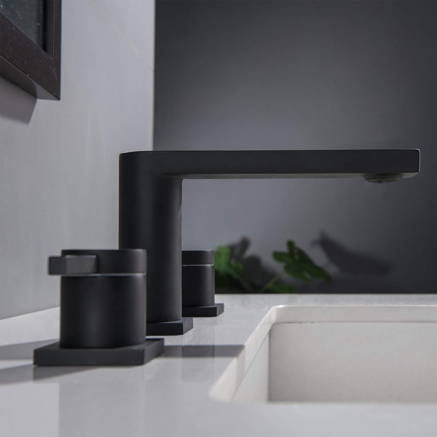 Luxury Brass Widespread Bathroom Sink Faucets with Copper Valve for 3 Hole 2-Handle 8 Inch Deck Bathroom Vanity Faucet, &Stainless Steel Pop-up Drain Assembly, Matte Black