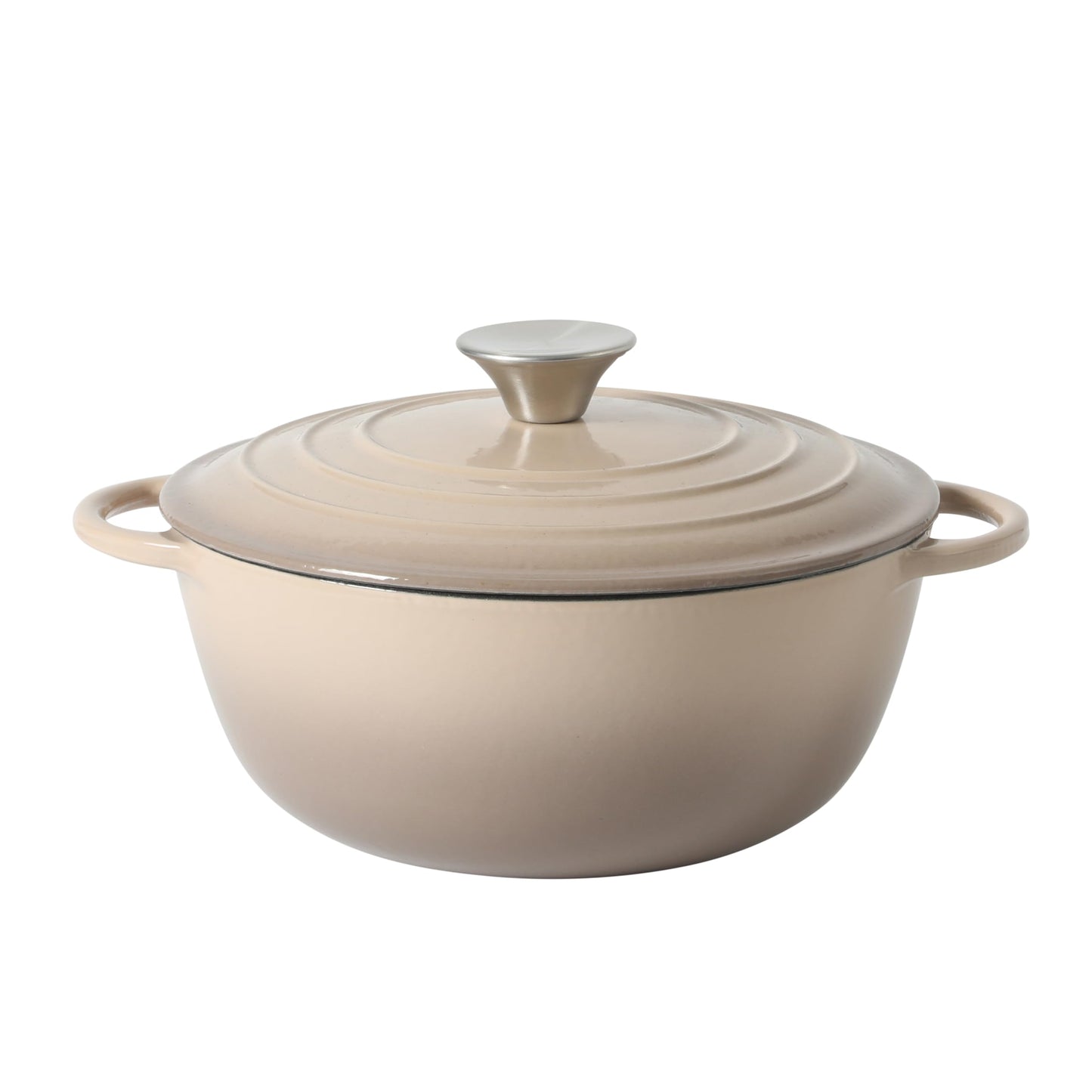 Gibson Home Addlestone 2.65 Qt Enameled Cast Iron Dutch Oven Pot with Lid – Round, Oven Safe to 500°F, Ideal for Bread Baking & Stews - Gradient Taupe