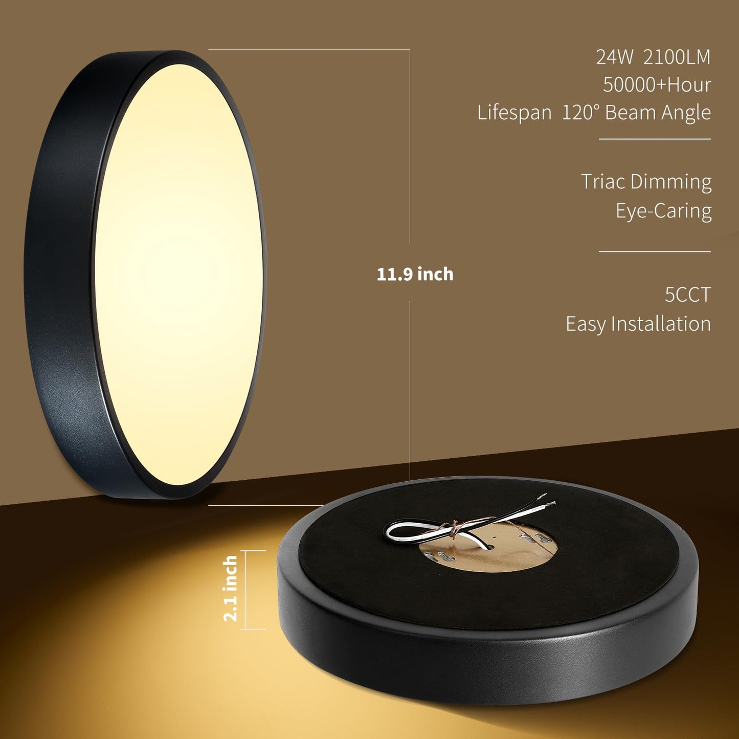 HLinghtnet LED 12 inch Round Flush Mount Ceiling Light Black Dimmable 24W 5CCT Metal Black Ceiling lamp and is Ideal for hallways Kitchens bedrooms corridors Children's Rooms 3 Pack