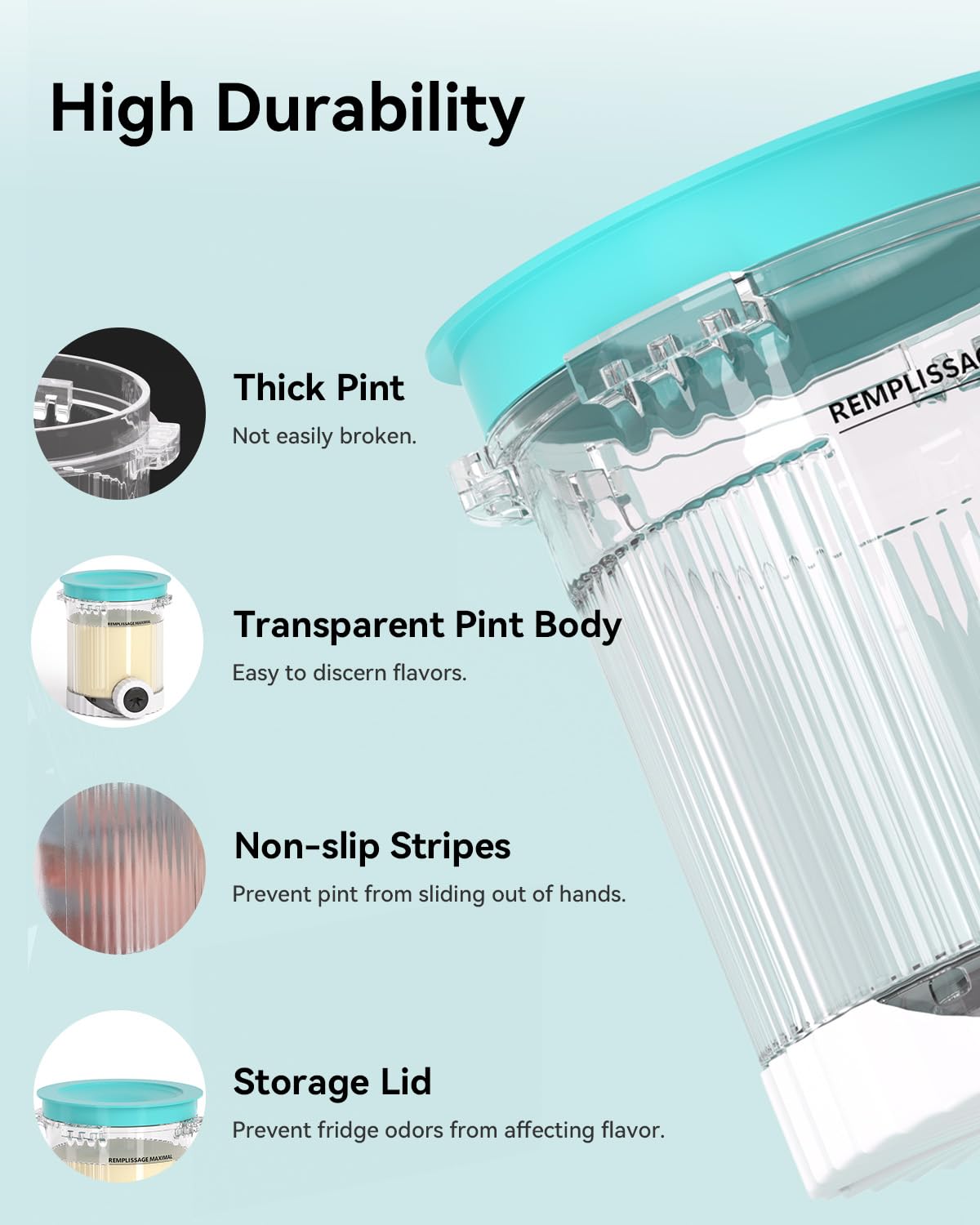 Togameoy Creami Swirl Pints and Lids NC701 NC701C Compatible with Ninja Swirl CREAMi Ice Cream and Soft Serve Maker (NC700 Series), Food-grade & Dishwasher Safe, Creami Swirl Containers NC701, 4 Pack