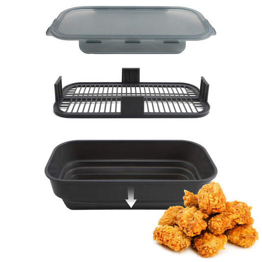 COOK WITH COLOR Collapsible Batter Bowl - Mess Free Breading Shaker Container - Great for Fried Fish, Fried Chicken, Onion Rings, Wings & More, Gray